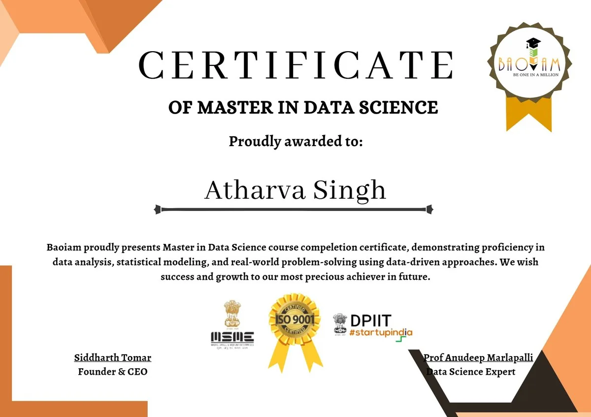 BAOIAM course completion certificate